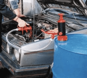transferring fuel manually with pump